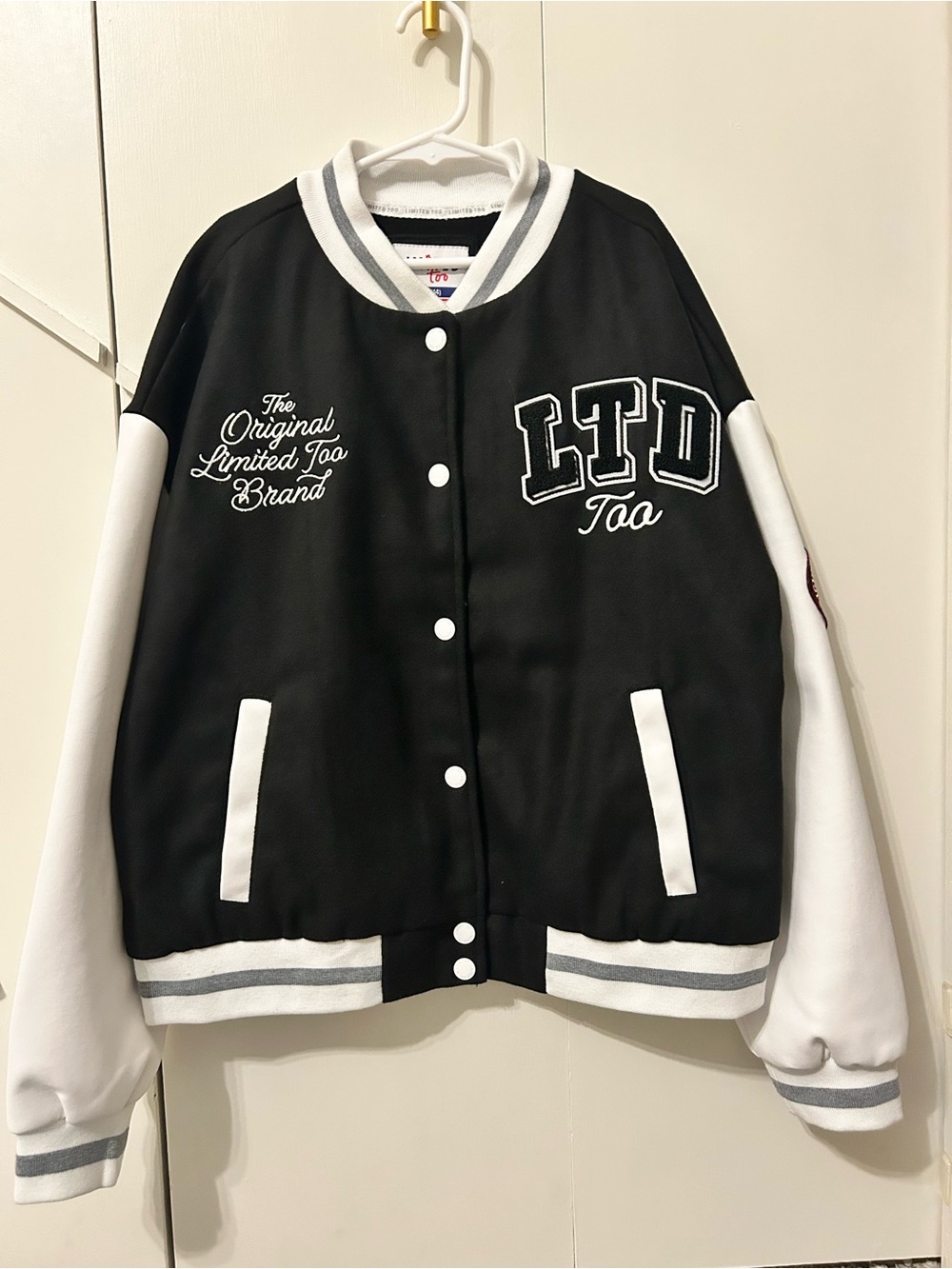 The Limited Black and White Letterman Varsity Jacket
